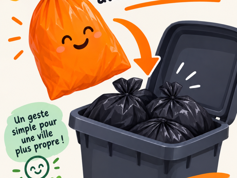 Sacs poubelles oranges et noirs